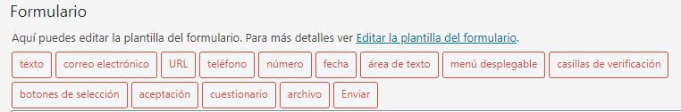 Campos para insertar en un formulario de contacto de Contact Form 7